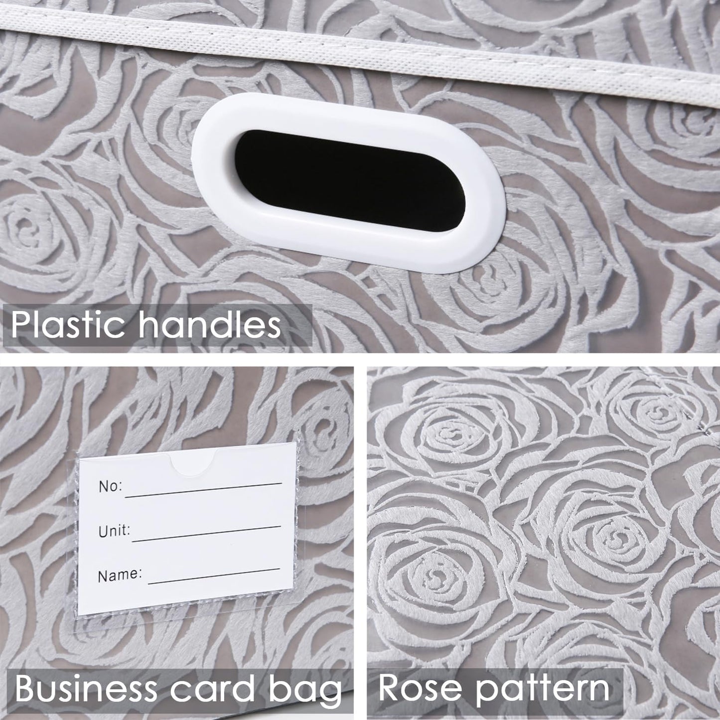 PRANDOM Jumbo Collapsible Storage Boxes with Lids Fabric Decorative Storage Bins Cubes Organizer Baskets with Cover Handles Divider for Bedroom Closet Living Room 23.2x15.7x11.6 Inch 3 Pack