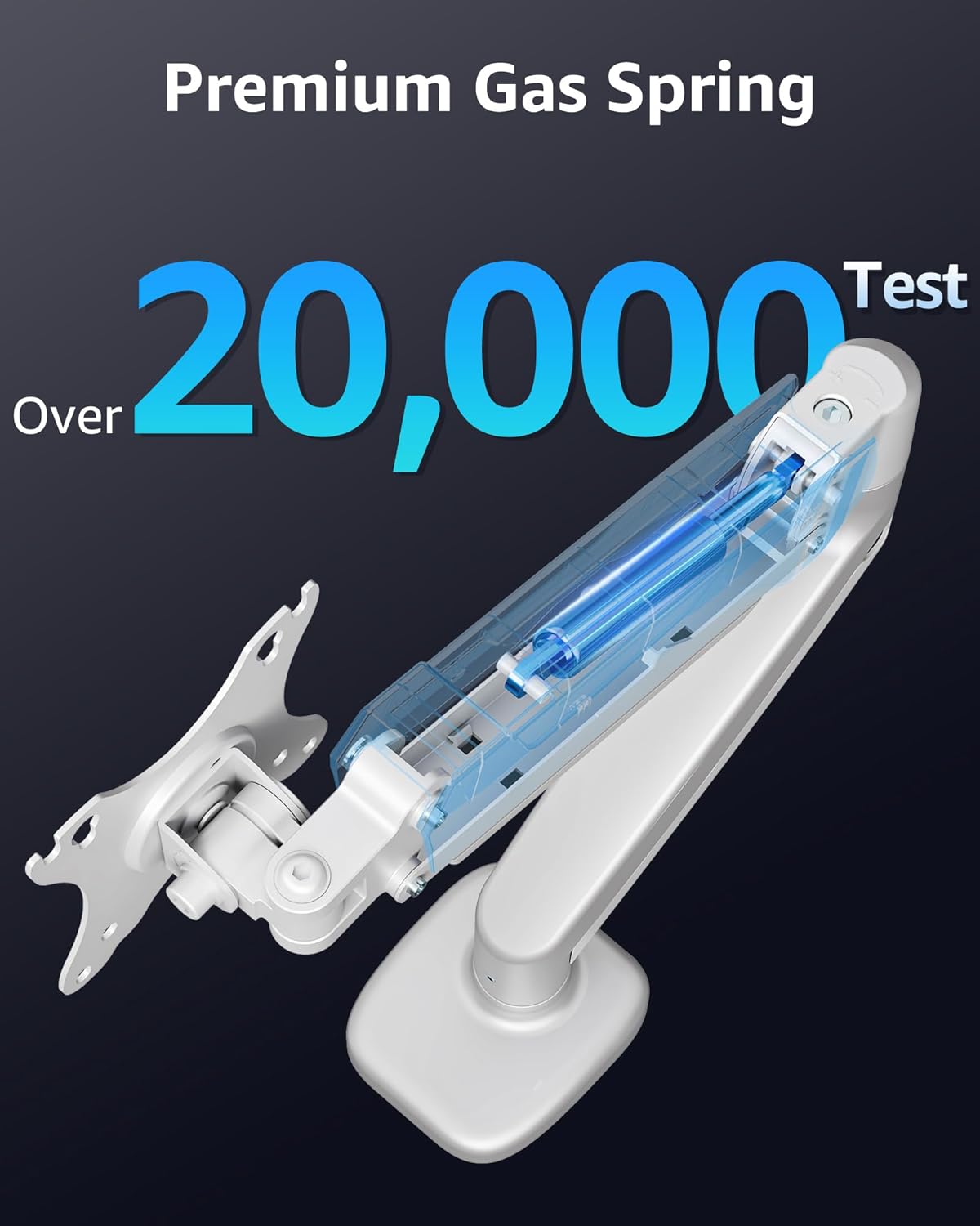 MOUNTUP Single Monitor Desk Mount, Adjustable Gas Spring Monitor Arm Support Max 32 Inch Screen, Computer Monitors Stand with Clamp/Grommet Mounting Base, VESA Mounts Fit 4.4-17.6lbs Computer, White