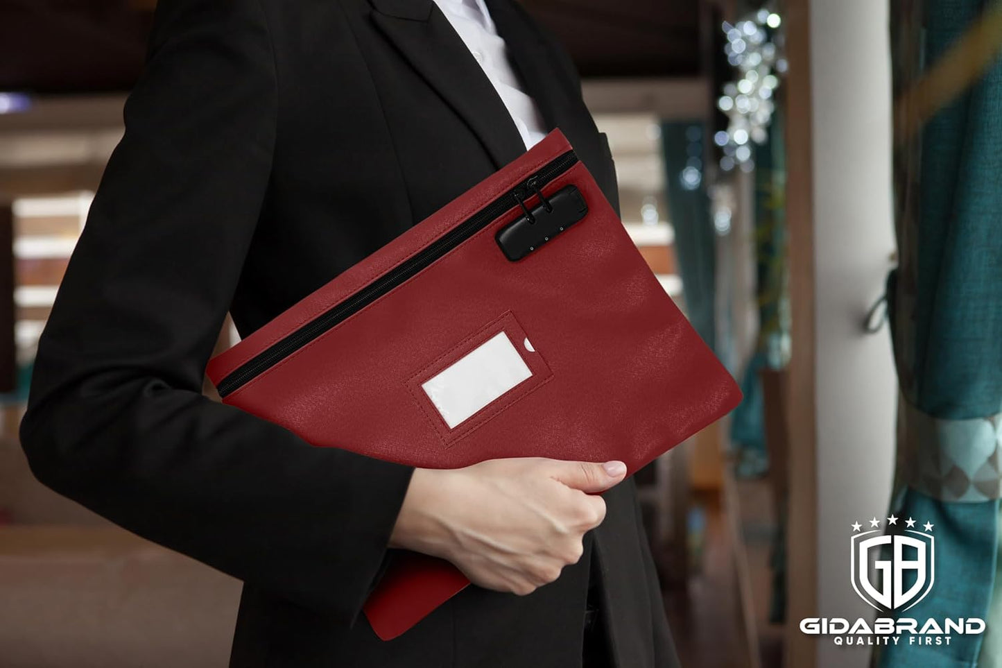 Notary Bag with Lock | 14x11 inch | Burgundy | Zipper Notary Supplies Bag | Locking Notary Bag for Notary Kit, Stamp, Embosser, Ink Pad, and Valuables | Locking Document Bag | Journal Carrying Case