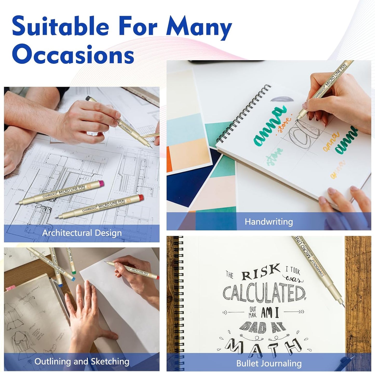 01 Micro Pen, 12 Colors Fine Point Pen, 0.25mm Waterproof Archival Ink, Fineliner Ink Pens for Artist Illustration, Sketching, Anime, Manga, Technical Drawing and Scrapbooking