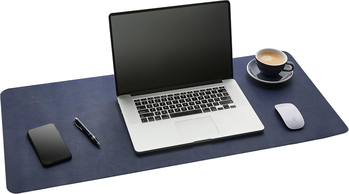 Gallaway Leather Desk Mat,Desk Writing Pad - Office Desk Pad, Large 36" x 17" Navy Blue, Desk Mats on Top of Desks, Gift Ready Elegant Computer Desk Mat Desk Cover Desk Pad Protector PU Leather