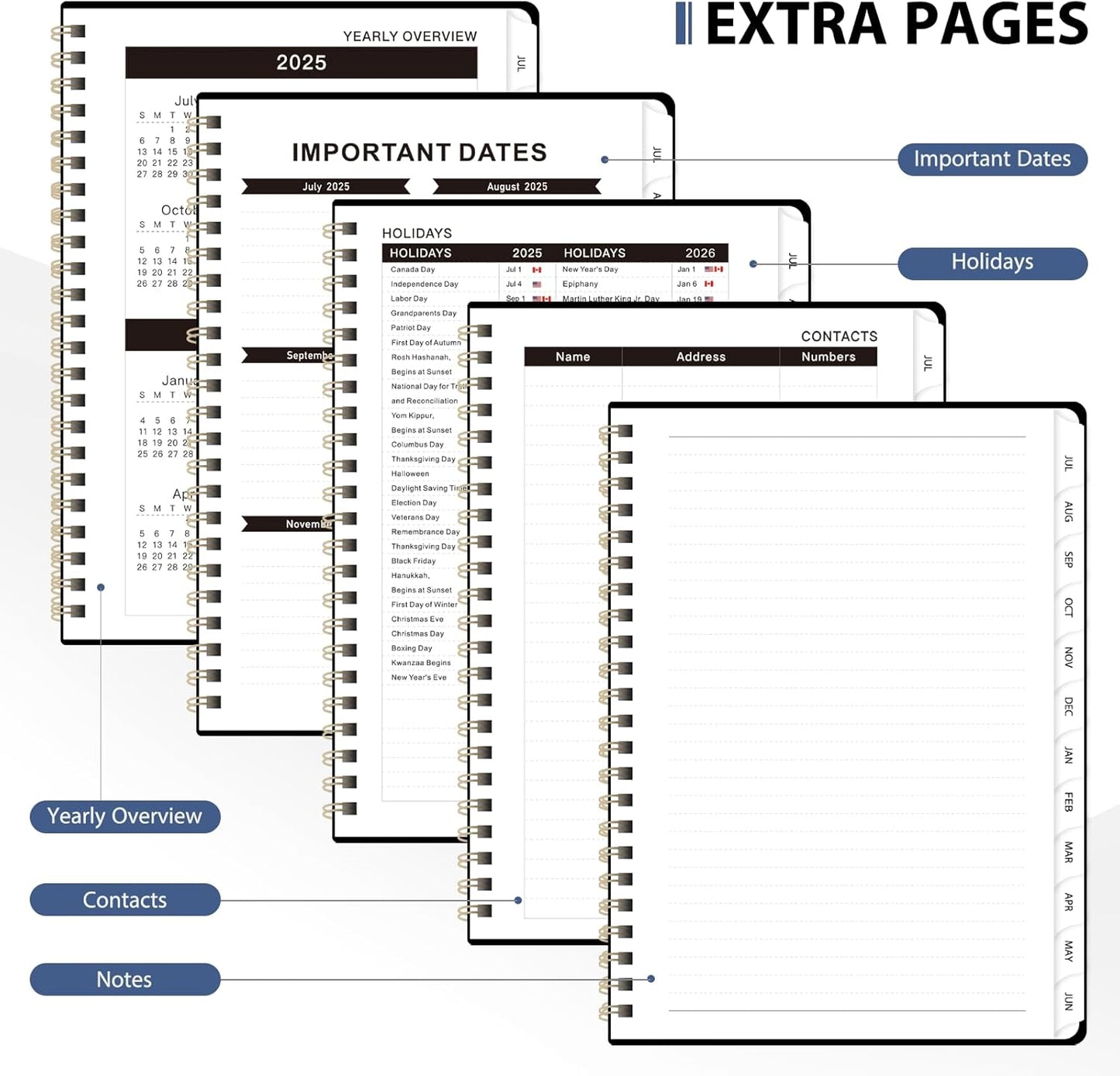 Planner 2025-2026, Monthly and Weekly Calendar Academic Planner (July 2025 - June 2026), Hardcover Planning Agenda Book for Office School Supplies, A5 (6.3" x 8.5")