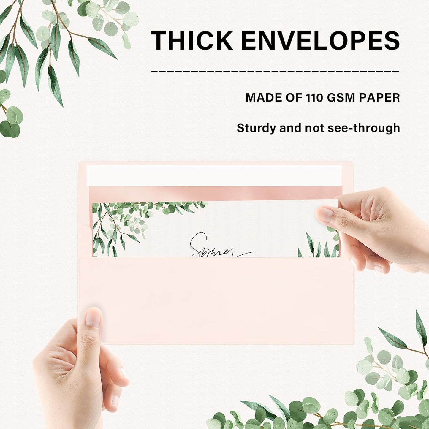 50 Pack #10 Business Envelopes, Self Seal Standard Blush Pink Envelopes with Rose Gold Foil Lining for Secure Business & Legal Mailing, Office, Checks, Letter, Invoices, 4 1/8 x 9 1/2 Inches