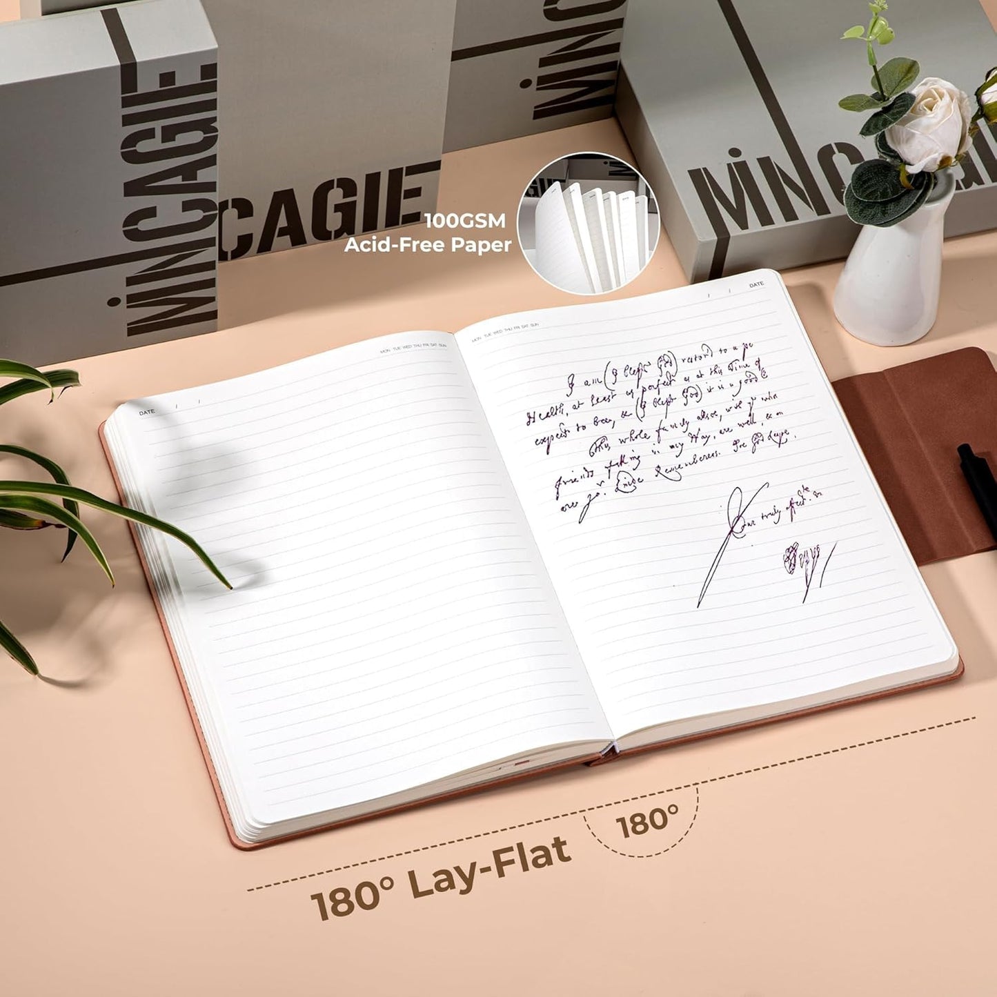 Leather Journal for Men 320 Pages B5 Large Journaling Notebooks with 100 GSM Thick Paper Journals for Writing Notebook for Men & Women with Buckle Closure Work Diary, 7.28" x 10.23", Brown