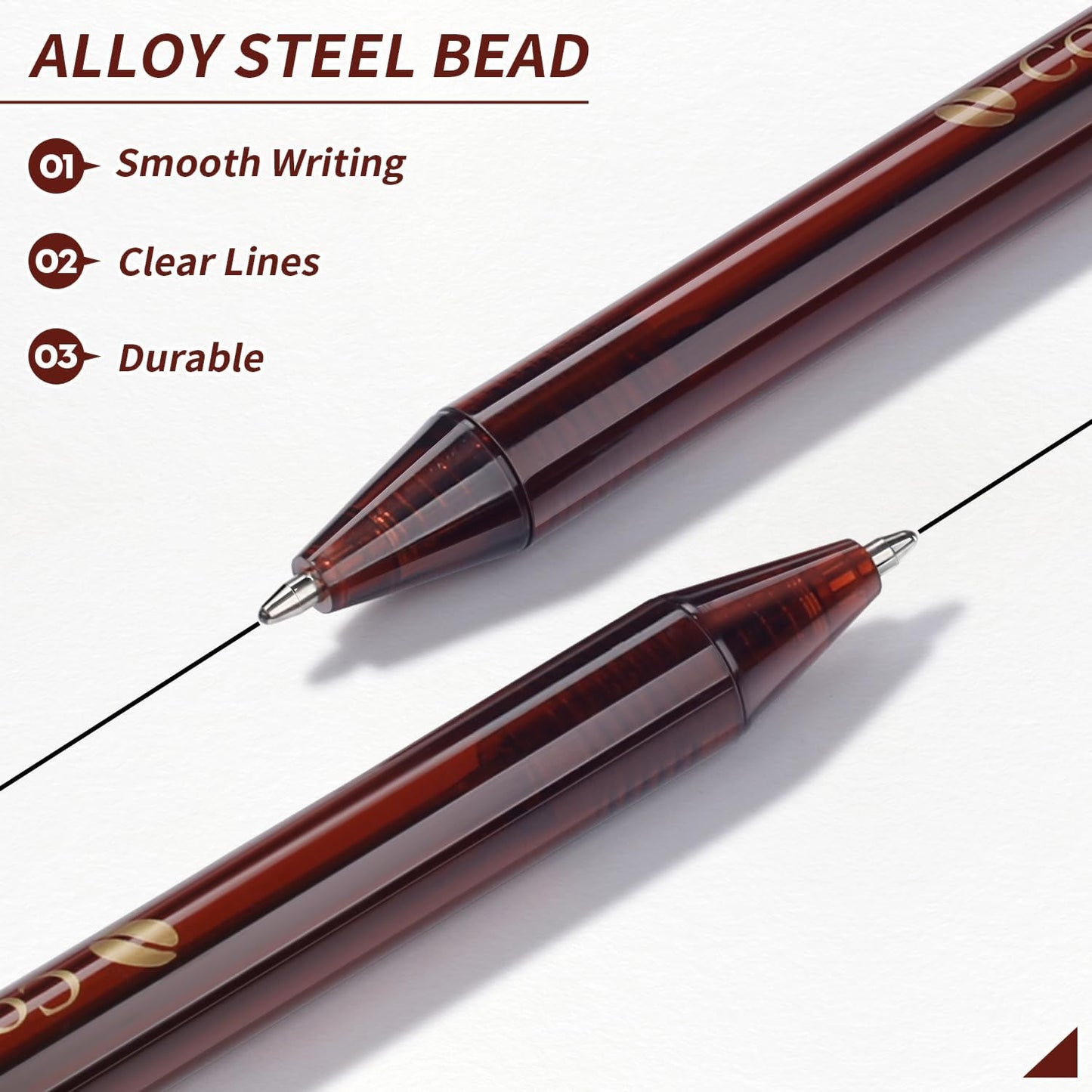 Pens Bulk, Coffee 60Pack Ballpoint Pens for Smooth Writing No Smear, Black Ink Medium Point 1.0mm, Retractable Click Ball Point Pens, School Office Supplies (Black ink)