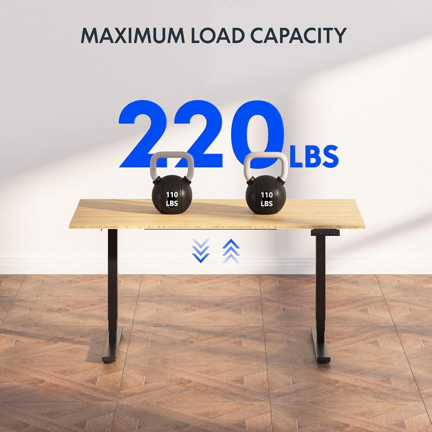 FLEXISPOT E6 Essential Bamboo 3 Stages Dual Motor 60x30 Inch Electric Height Adjustable Standing Whole-Piece Board Desk Sit Stand Up Desk (Black Frame + Bamboo Desktop)