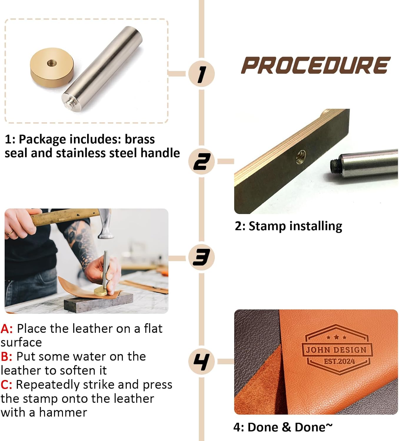 ORYG Custom Leather Stamp -Personalized Leather Craft Stamp, Customizable Brand Embossing - Ideal Gift for Craftsmen