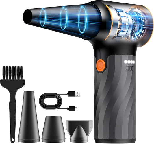 Compressed Air Duster, 260000RPM Cordless Electric Air Blower with Brushless Motor- 3-Speed Adjustable, Replaces Compressed Air Cans for Keyboard, Computer & Outdoor Cleaning