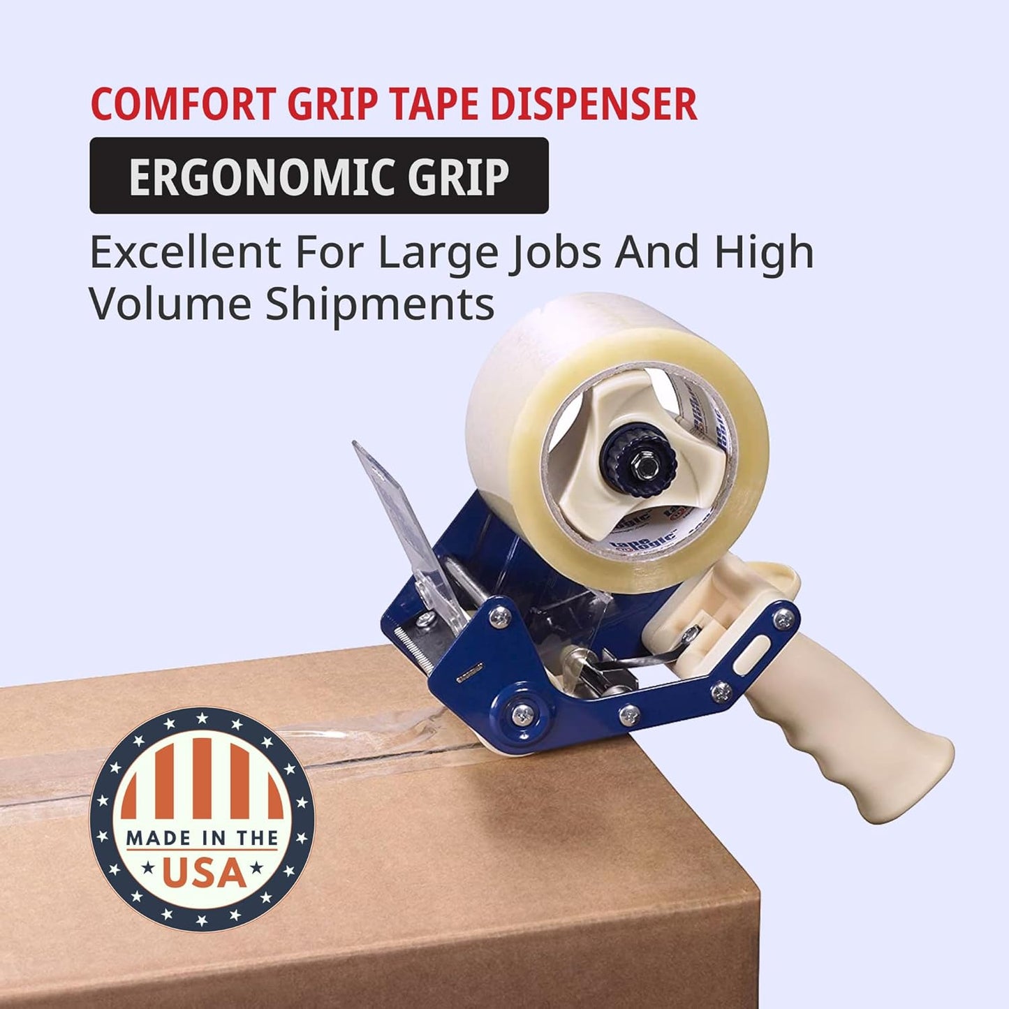 Tape Logic 3" Work Horse Packing Tape Dispenser Gun - Heavy Duty Carton Sealing Tape Dispenser, Industrial & Hand-Held for Home, Office or Warehouse, Supplies for Packing, Shipping, Moving, & Mailing