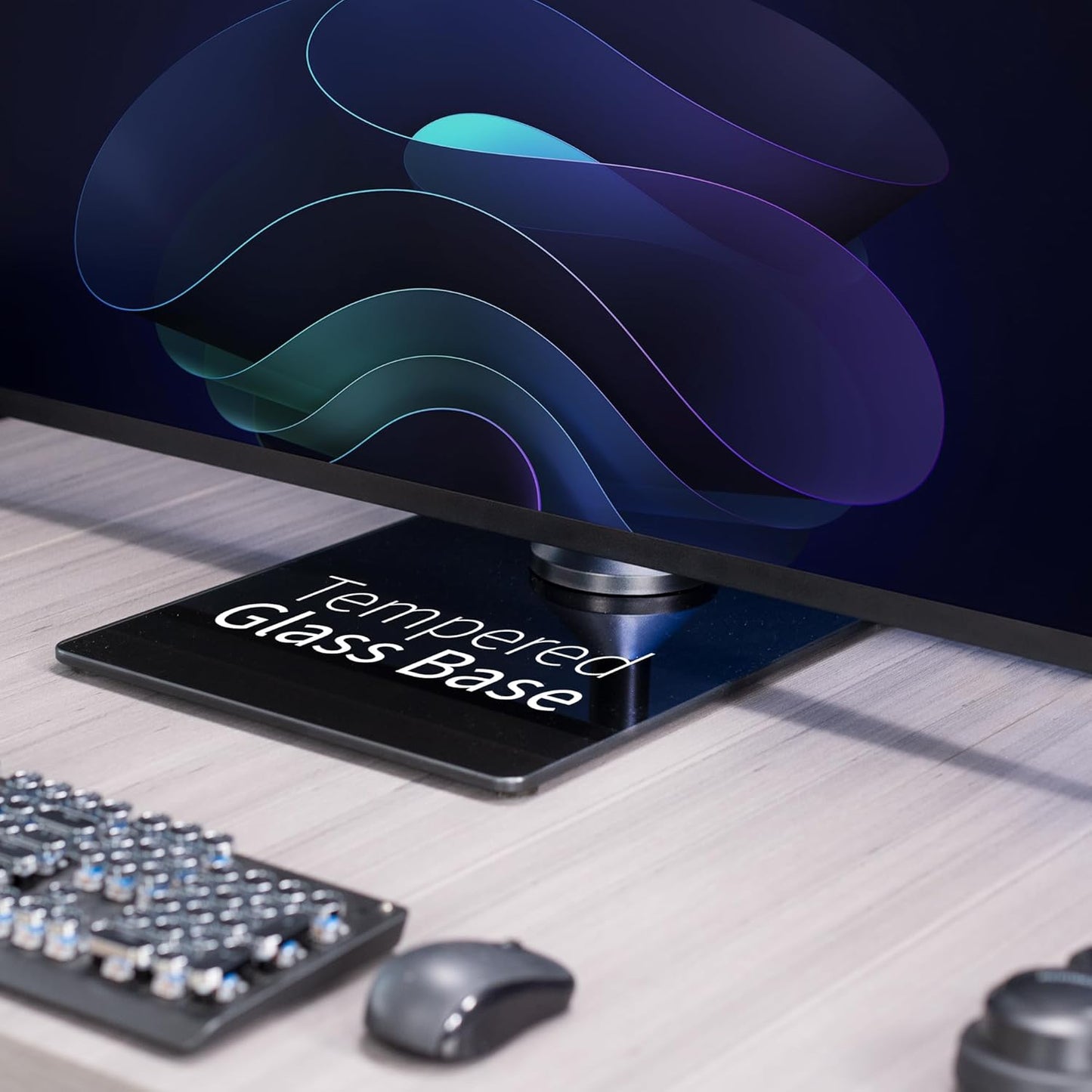 VIVO Dual Monitor Desk Stand with Tempered Glass Base, Free-Standing LCD Mount, Holds in Stacked Vertical Position 2 Ultrawide Screens up to 34 inches, Black, STAND-V002LG