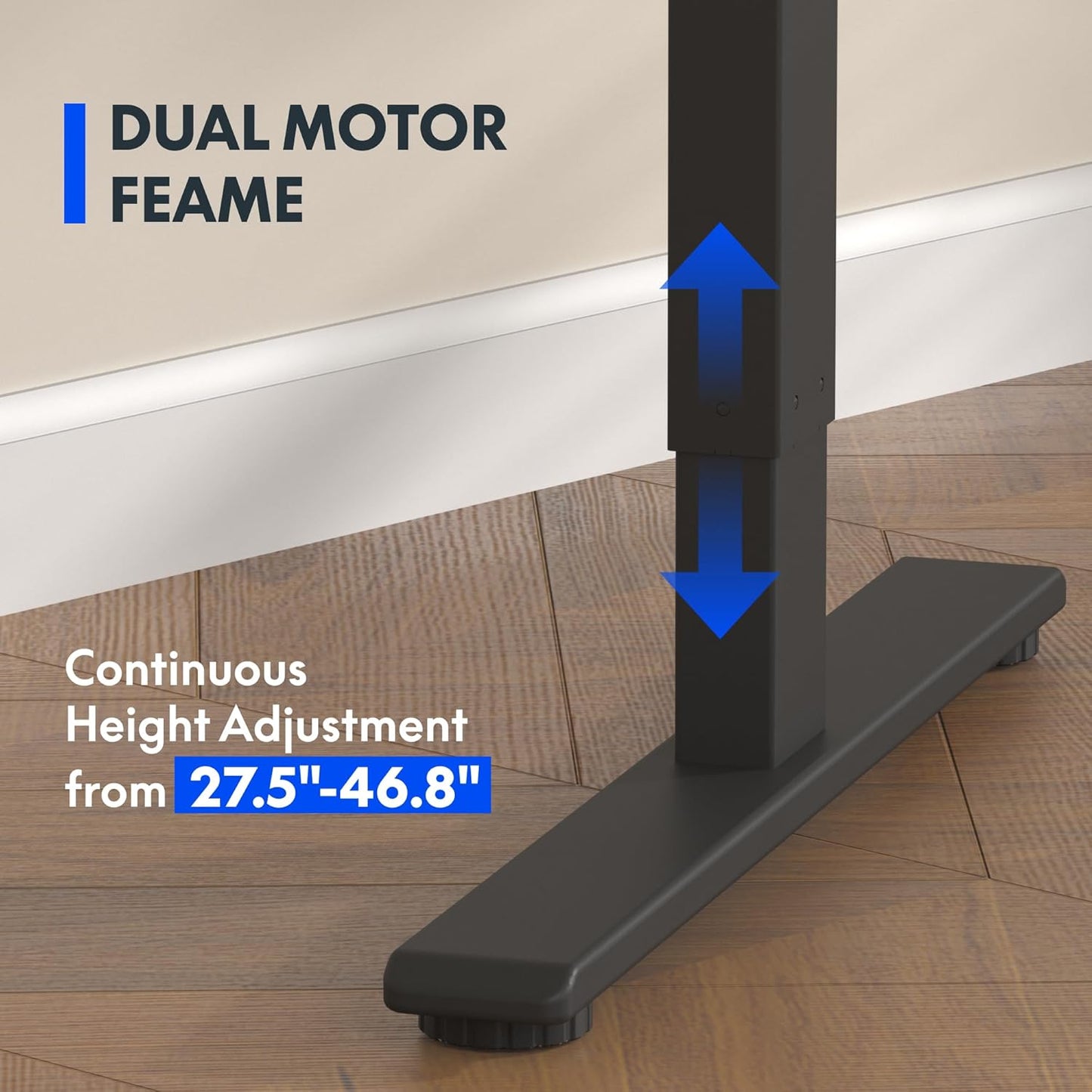 FLEXISPOT E3 Solid Wood Dual Motor Standing Desk 55x24 Inch Whole-Piece Board Electric Height Adjustable Stand Up Desk (Black Frame + Rubber Wood Desktop)