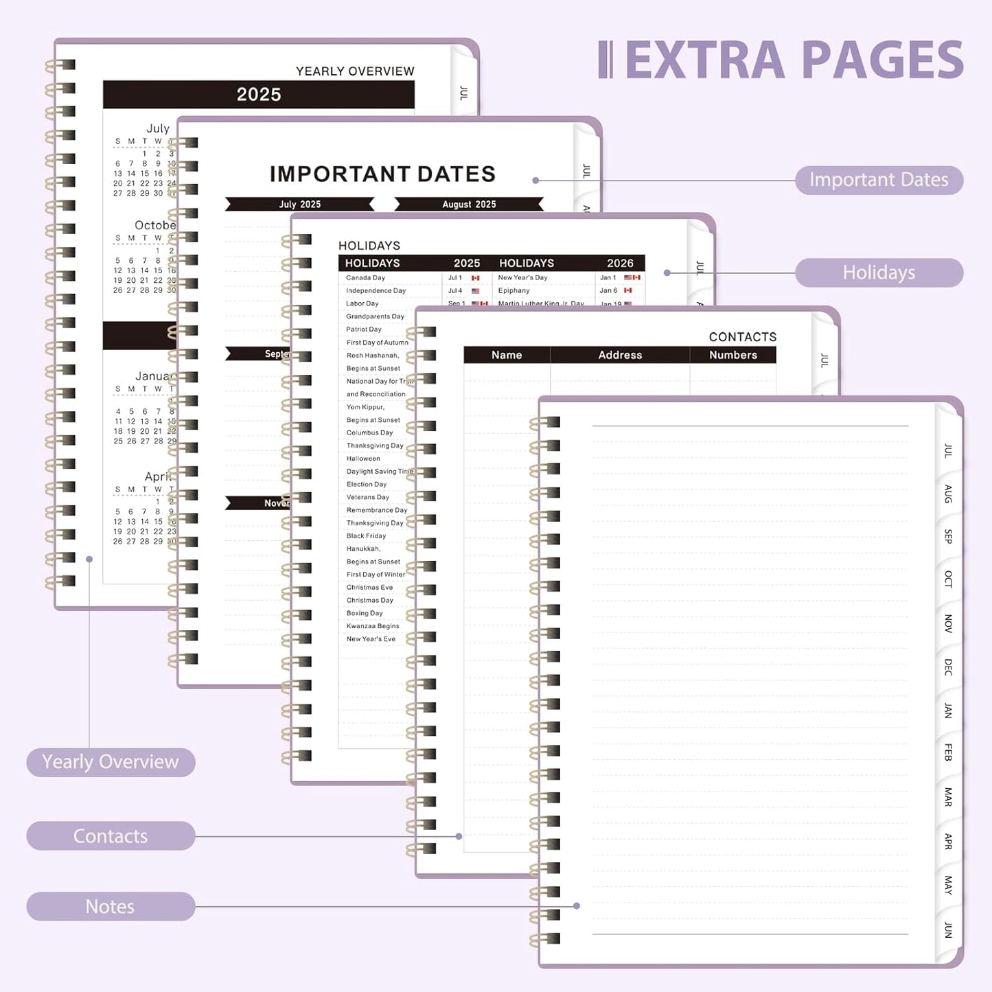 Planner 2025-2026, Weekly and Monthly Calendar Academic Planner (July 2025 - June 2026), Hardcover Teacher School Student Agenda with Tabs, Ideal for School Office Supplies, A5 (6.3" x 8.5")