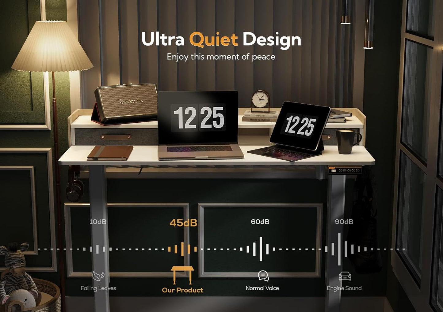 Claiks Standing Desk with Drawers, Stand Up Electric Standing Desk Adjustable Height with Storage Shelf and Splice Board, 48 Inch, White