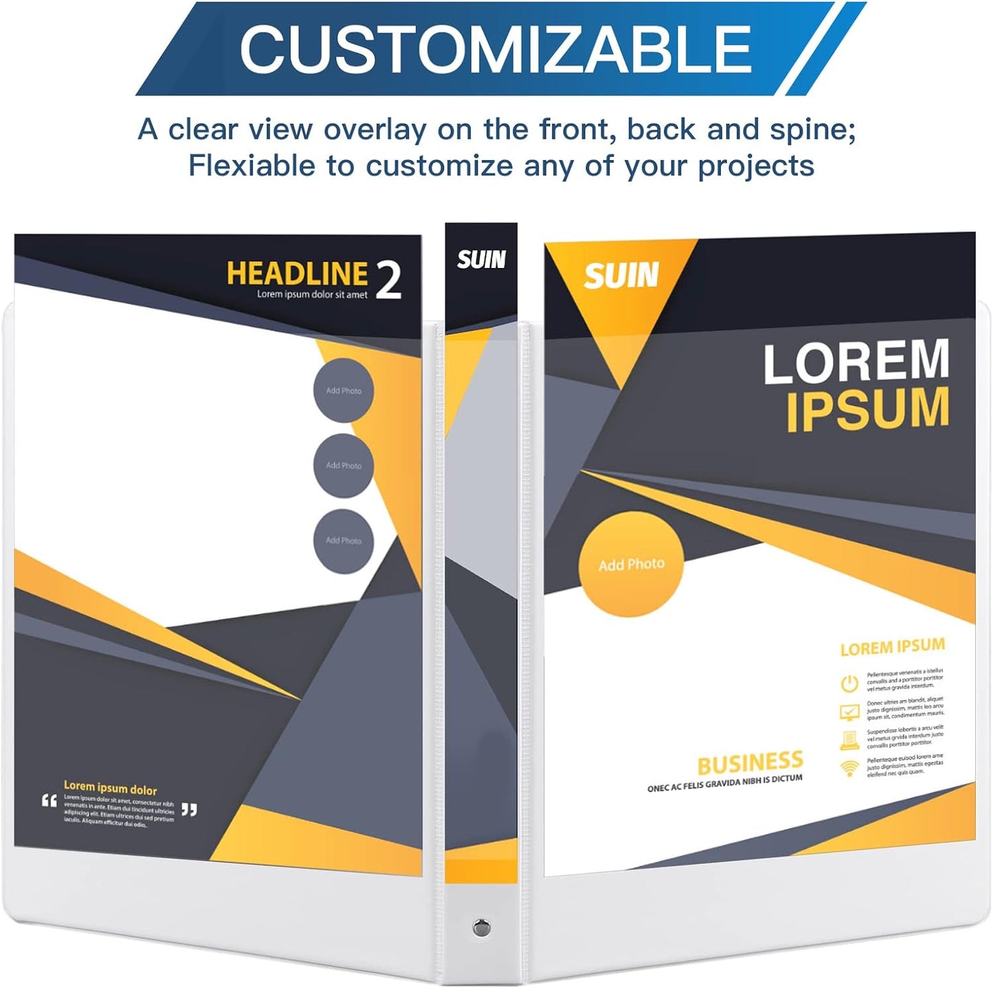 Basic 3 Ring Binder -1 or 1/2'' Binders with Roung Ring Binder, Large 100/200 Sheet Capacity, Fit 8.5" x 11" US Letter Size Paper, 12 Pack White (1'' White - 36 Packs)