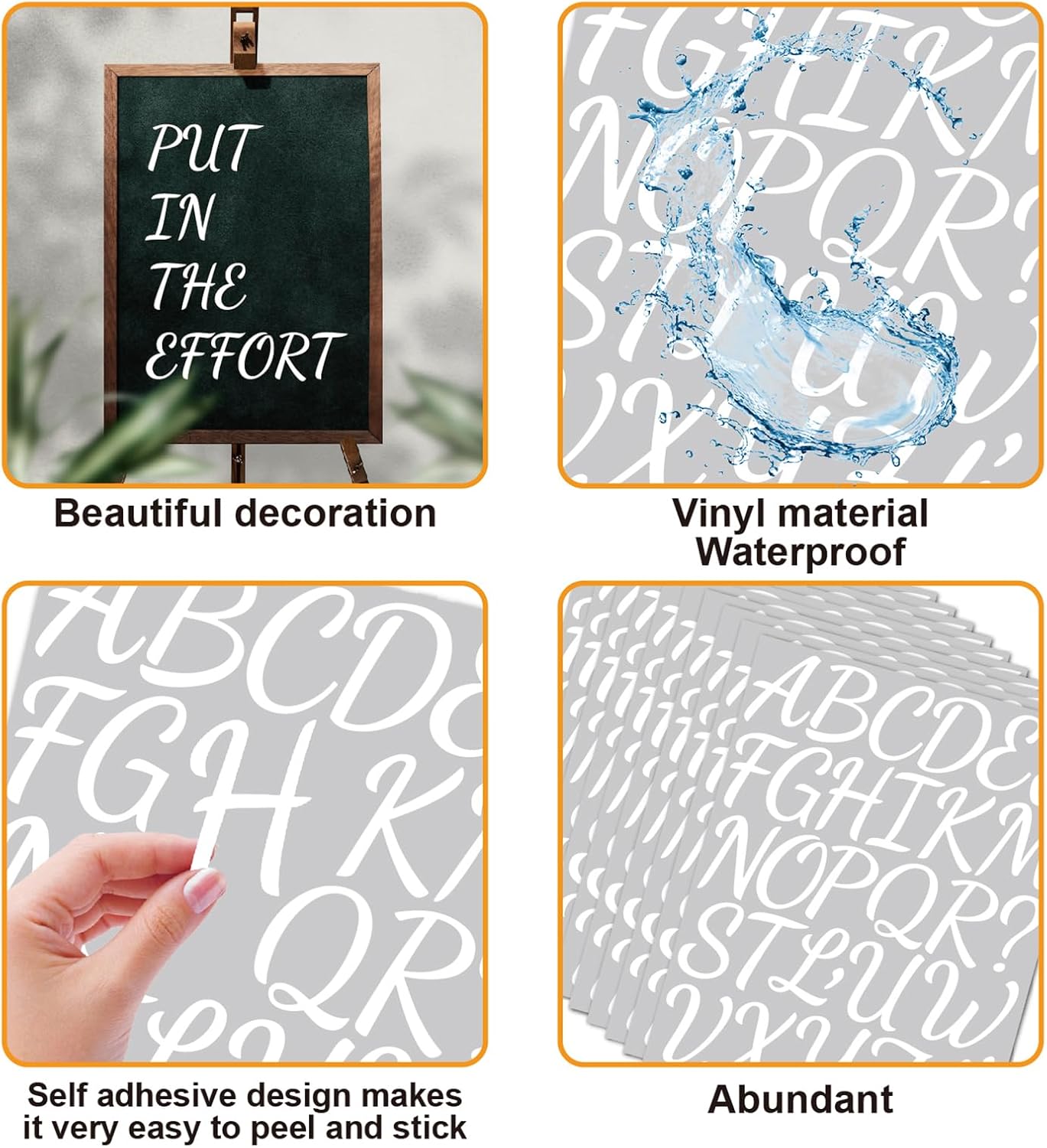 Bemeol 864 Pieces Letter Stickers 24 Sheets 2 Inch Alphabet Letter Stickers Self Adhesive Sticker Letters for Bulletin Board Classroom Mailbox Door Home Decor(White)