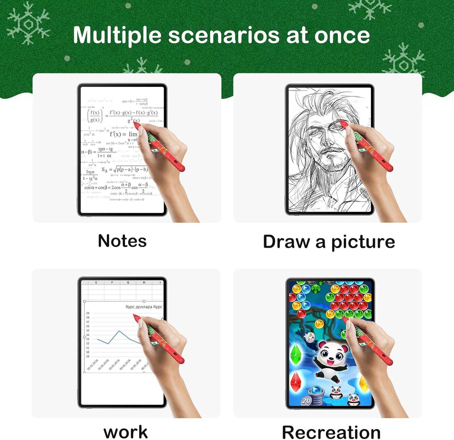 Universal Stylus Pen Compatible for iOS&Android Touch Screen, Pencil with Dual Touch Function,Rechargeable Stylus for iPad/iPad Pro/Air/Mini/iPhone/Cellphone/Samsung/Tablet Drawing&Writing (Red)