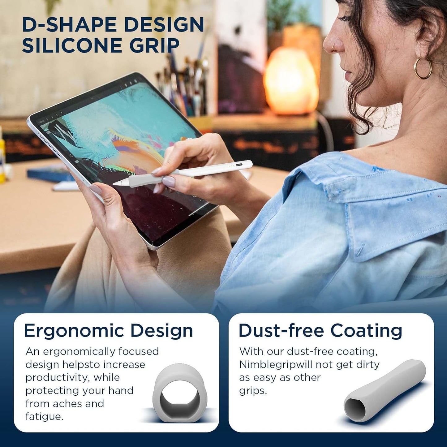 OASO Stylus Pen Set, Universal Stylus & Tilt Drawing Palm Rejection Stylus Pencil for Apple iPad 6/7/8/9/10, Mini 5/6, Air 3/4/5, Pro 11''/12.9'', M4/M2, Stylus with Pencil Grip & Replacement Tips.