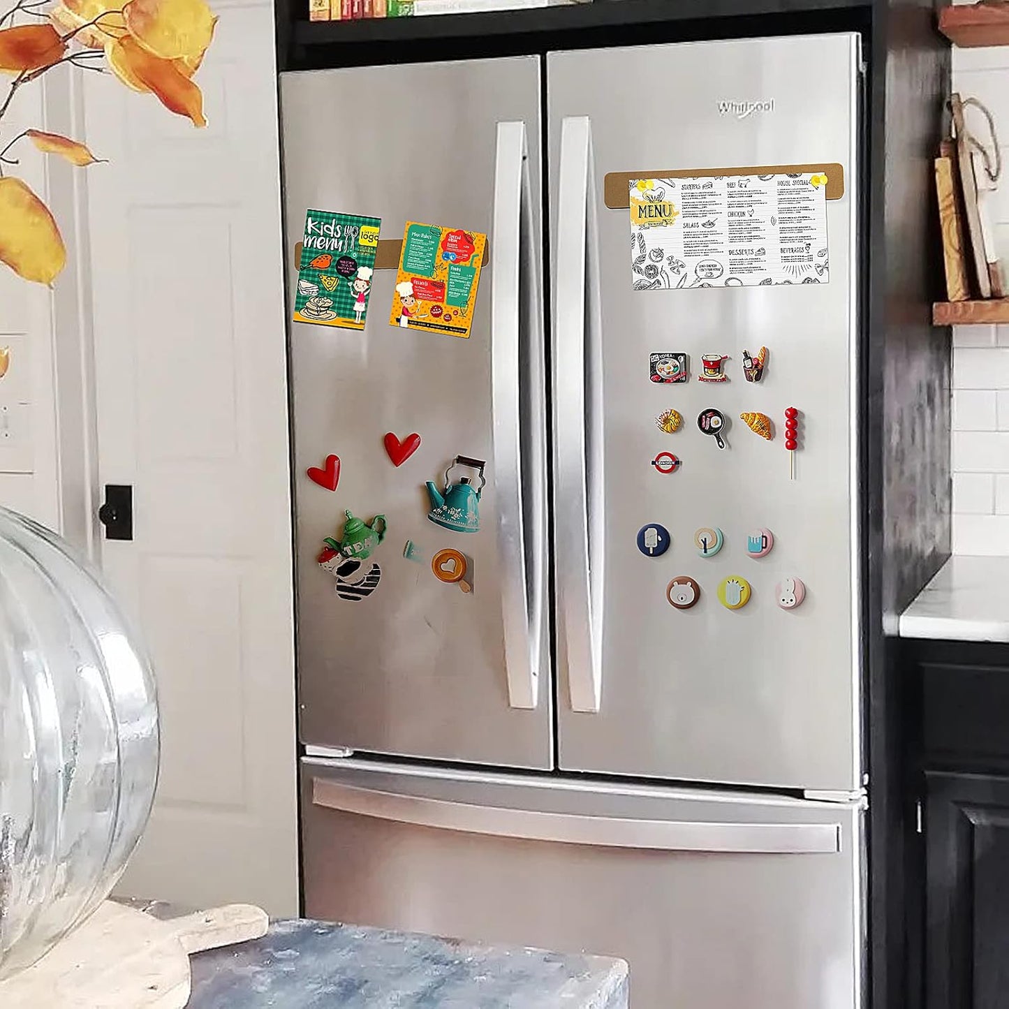 Felt Pin Board Bar Strips Bulletin Board for Bedrooms Offices Home Wall Decoration, Notice Board Self Adhesive Cork Board with 35 Push Pins for Paste Notes, Photos, Schedules