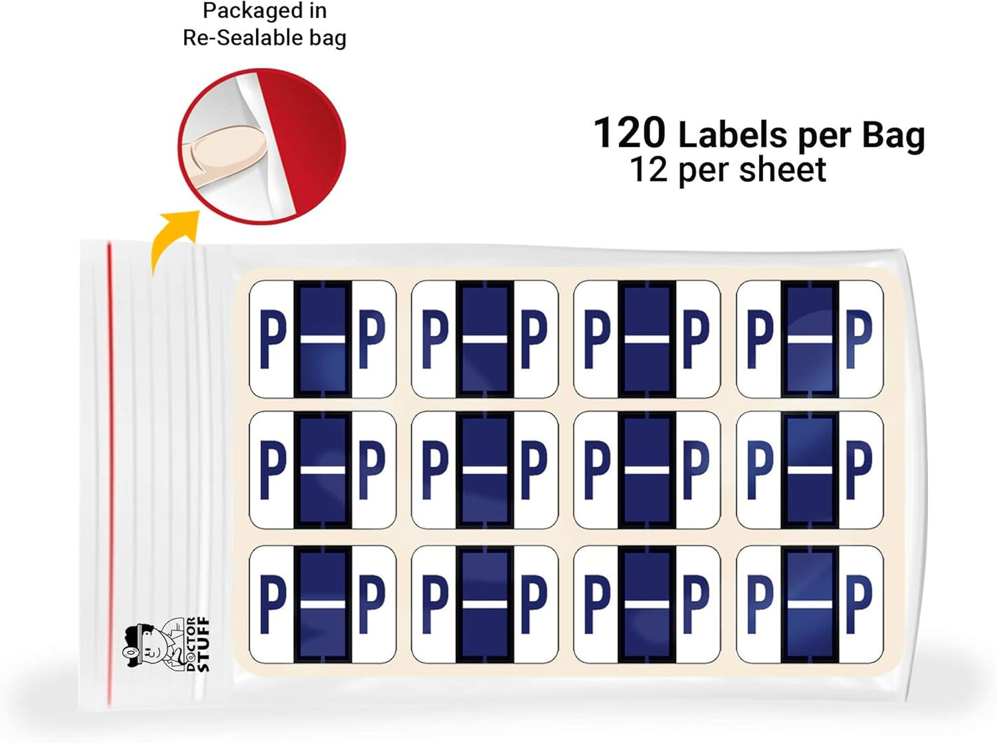 Doctor Stuff - File Folder Labels, Alphabet Letter P Stickers, Compatible with Smead BCCR/BCCS - TPAM Series Alpha Stickers Purple, 1" x 1-1/4", 120 Labels per Package