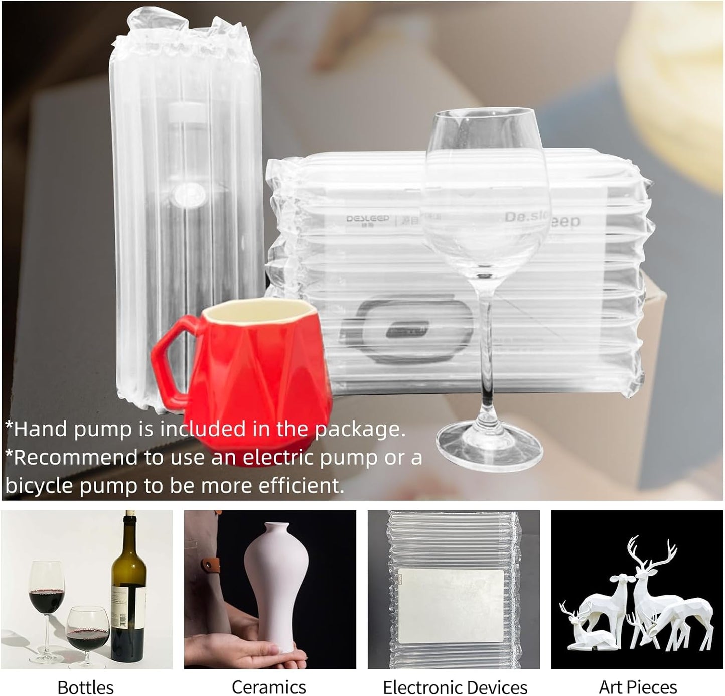 Bubble Cushioning Wrap Roll for Packing 12"x328' Inflatable Bottle Shipping Package Large Air Pillows for Shipping & Moving Heavy Duty Space-saving Packing Material for Fragile Items, 55um