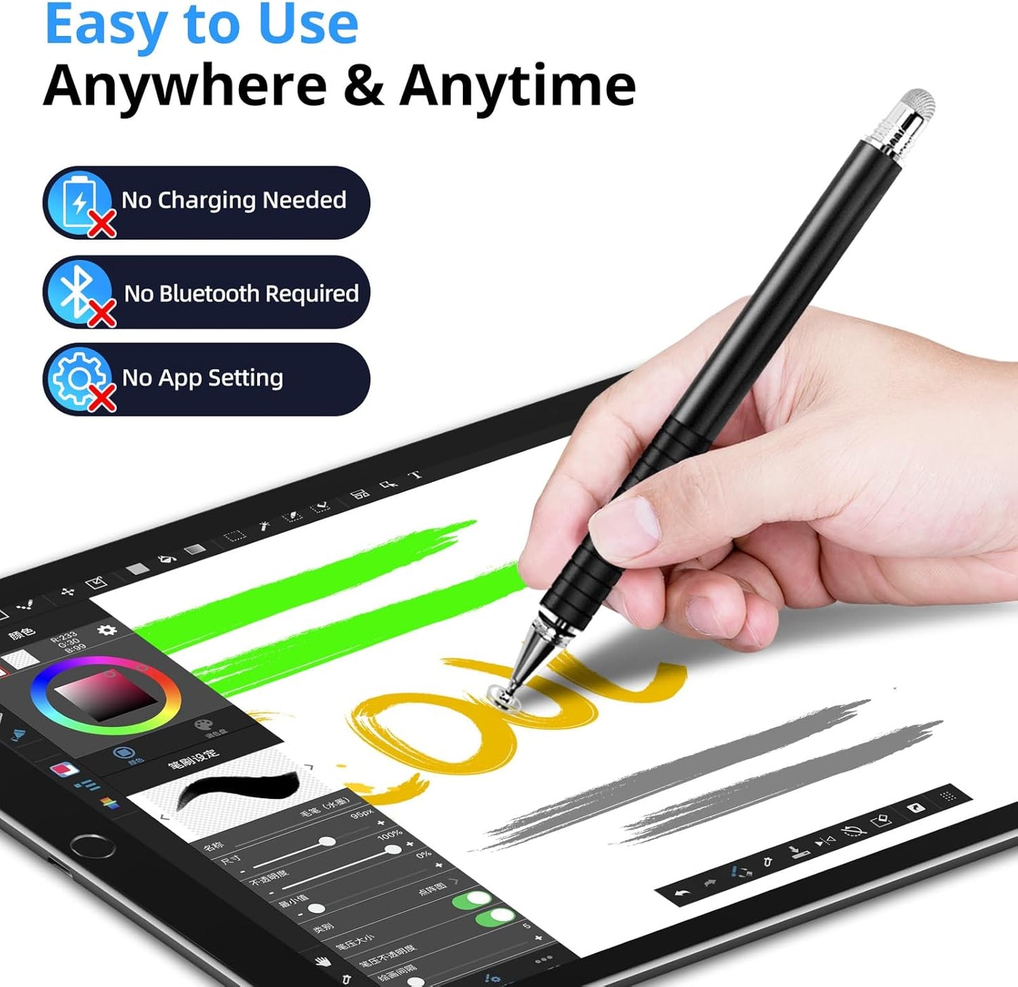 Capacitive Stylus Pen (4Pack,2 in 1 Precision Series), Fibre Tips Universal Touch Screens Stylist, Fine Point Disc Touchscreen Pencil Compatible for iPhone/iPad/Android/Tablet