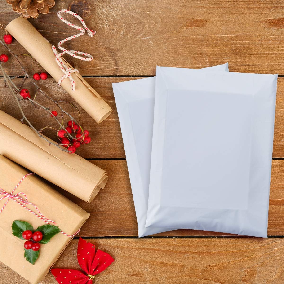 UCGOU Poly Mailers 14.5x19 Inch White 200 Pack Large Shipping Bags #7 Strong Thick Mailing Envelopes Self Sealing Adhesive Waterproof and Tear Proof Boutique Packaging Postal for Clothing