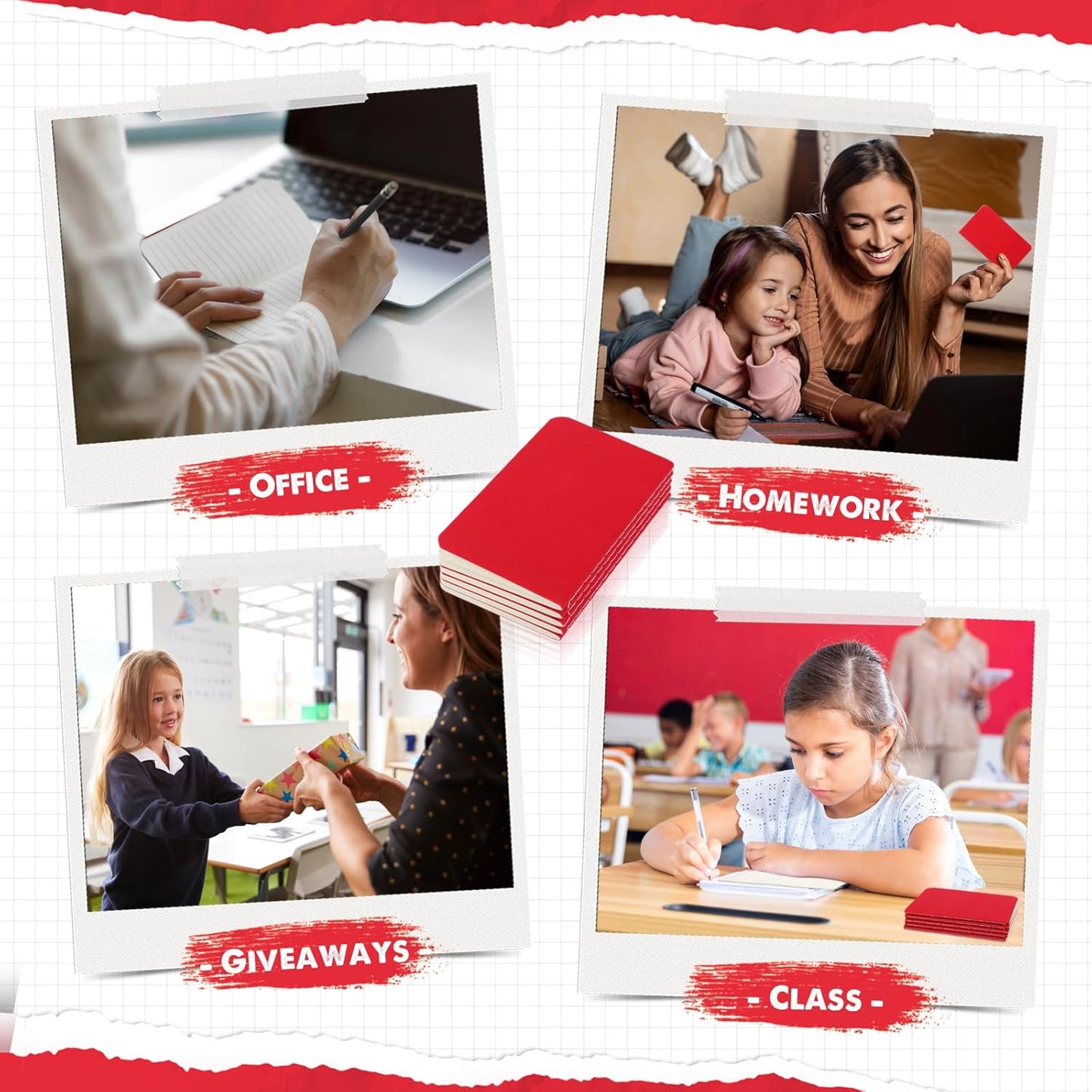 Harloon 100 Pcs Mini Notebooks Bulk Small Pocket Notepads Blank Lined Wallet Memos Journals for Students Employee Traveler Classroom Office Supplies, 4 x 2.5 Inches(Red)