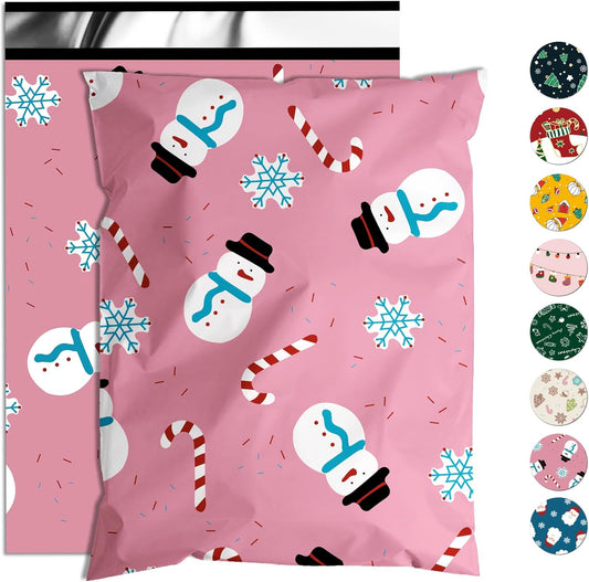 Christmas Poly Mailer 12x15.5 Inch 50 Pcs, Waterproof Shipping Bags for Clothing, Tear-Resistant Mailier, Strong Mailing With Self-Seal - Snowmen Printed