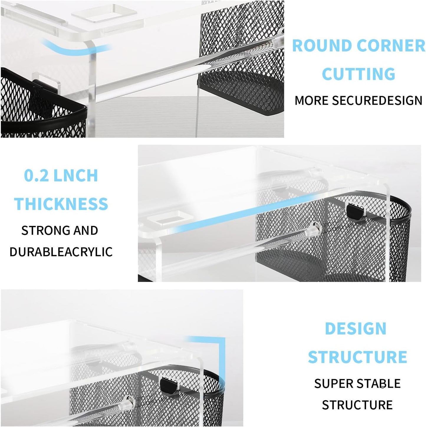 (2 Tier Acrylic Label Paper Stand) Label Roll Holder for Rolls and Fanfold Labels,Acrylic Label Holder for Thermal Printer,Desktop Label Printer Holder for Home,Office,Study,Small Business