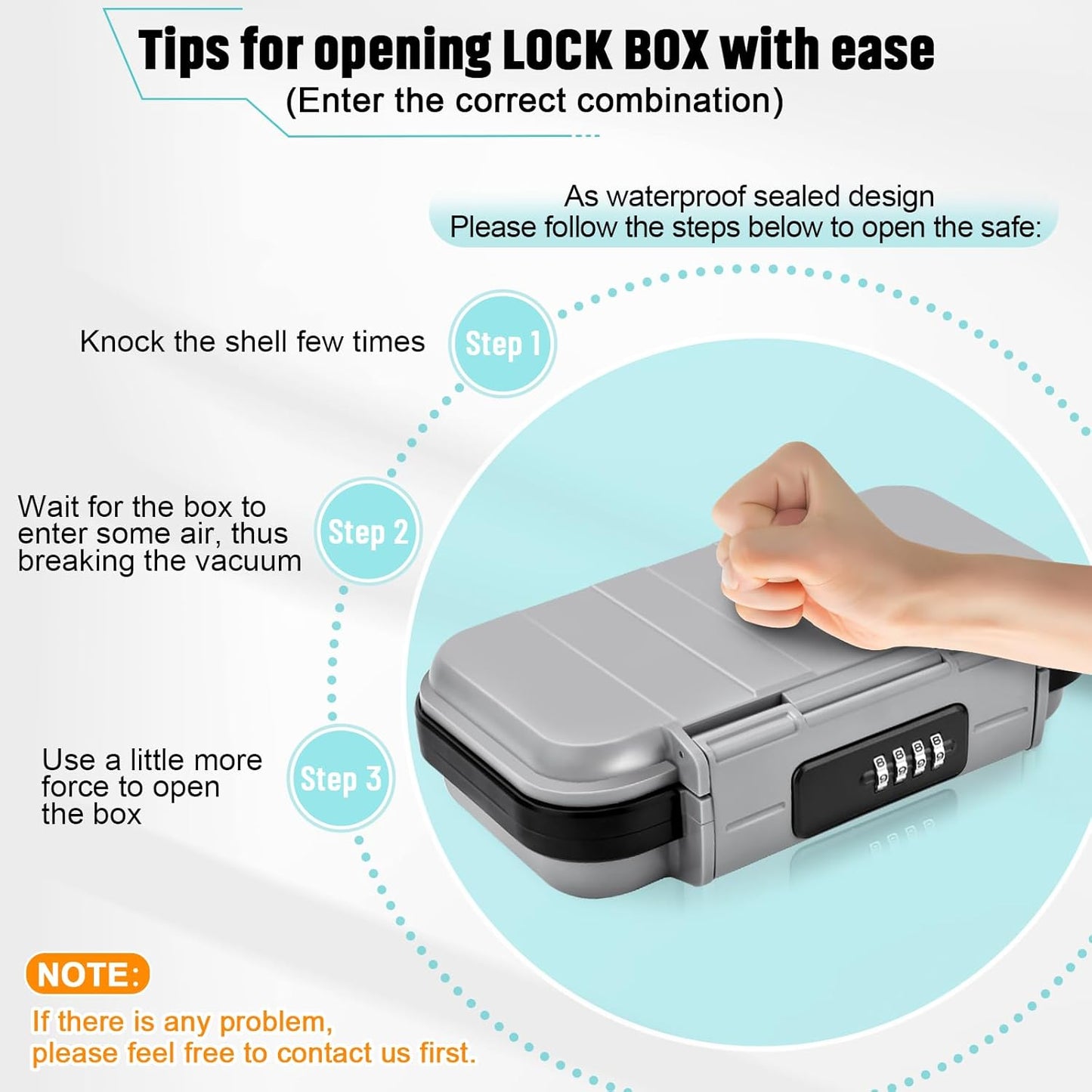 BKNOOU Portable Safe with Removable Chain, Anti-Theft Beach & Travel Safe Box, Waterproof Combination Lock Box for Dorm, Hotel, Car, Home, Office