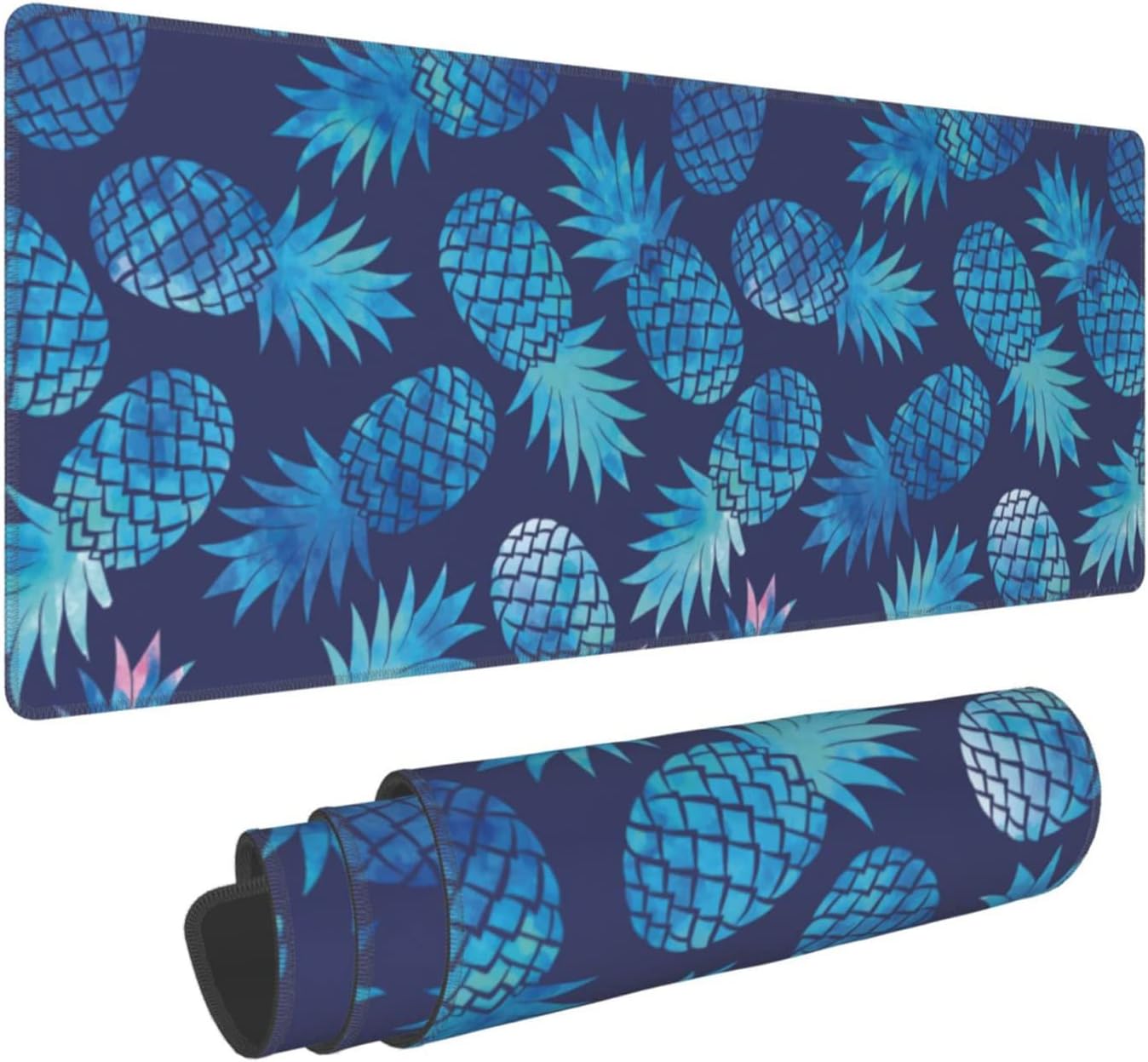 Watercolor Vintage Pineapple Extended Gaming Mouse Pad Large Desk Mat with Non-Slip Rubber Base and Stitched Edges,Keyboard Mouse Mat Desk Pad for Work,Game,Office,Home 35.4 * 15.7 Inch