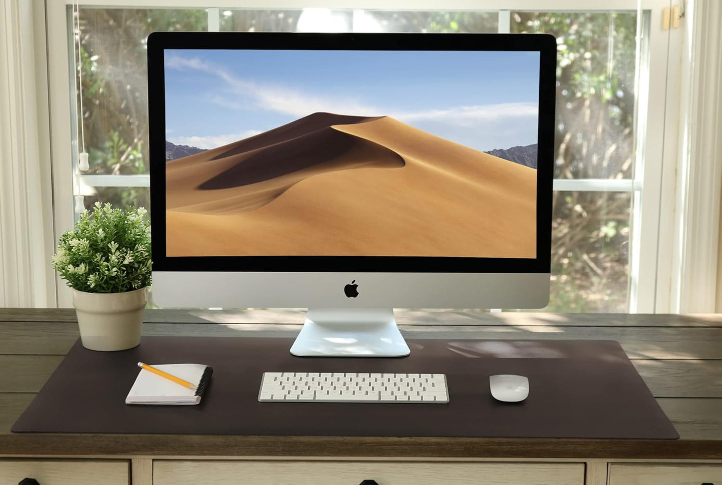 Vine Creations Leather Desk Mat Large 44" x 22", Desk Protector Mat, PU Leather Desk Pad, Large Mouse Pad, Desk Blotter, Desk Pads on Top of Desks, Desk Matt for Desktop, Office Desk Mat (Dark Brown)