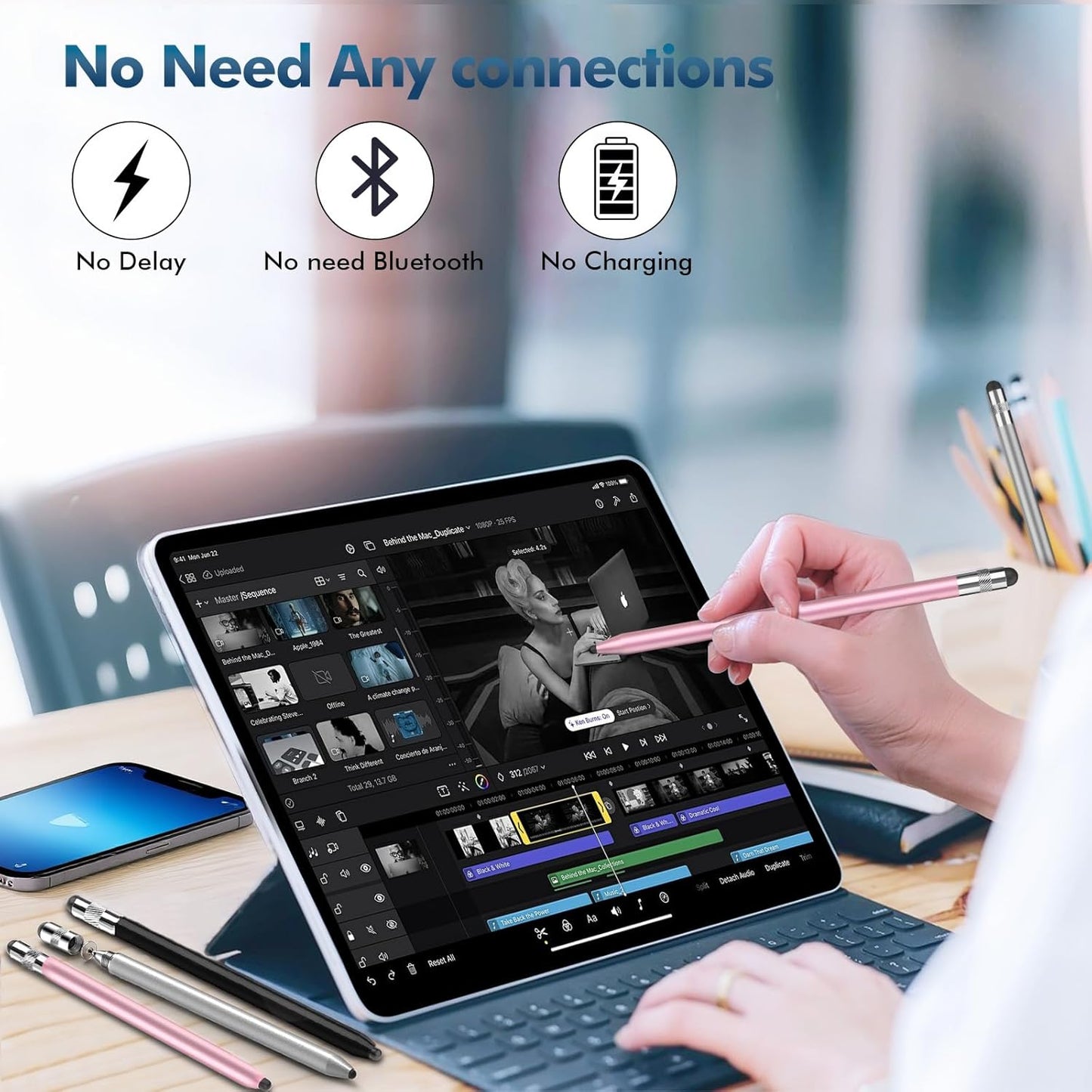 Stylus Pen for Touchscreen, 3-in-1 Rubber Disc Stylus, High Sensitivity and Precision, Universal Stylus Pen Compatible for Ipad,iPhone Android Kindle All Capacitive Tablets