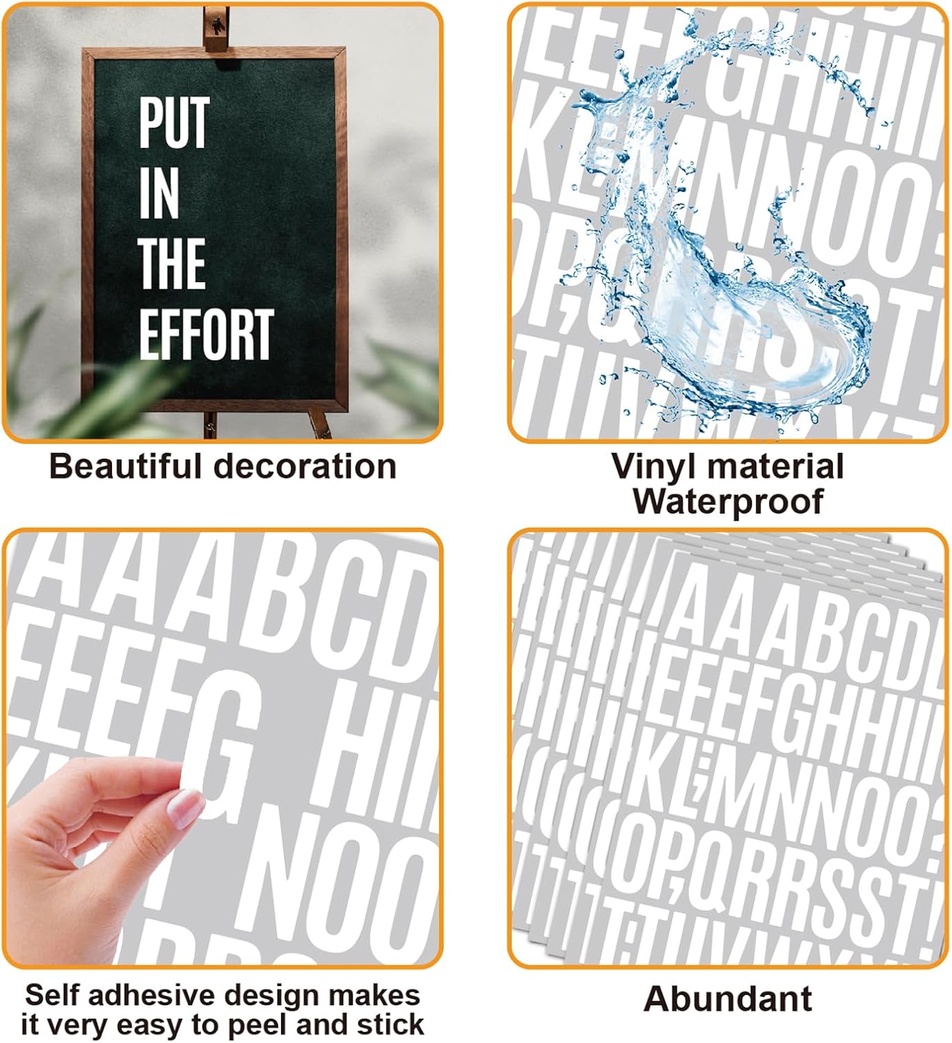 Bemeol 1248 Pieces Letter Stickers 24 Sheets 2 Inch Alphabet Letter Stickers Self Adhesive Sticker Letters for Bulletin Board Classroom Mailbox Door Home Decor(White)