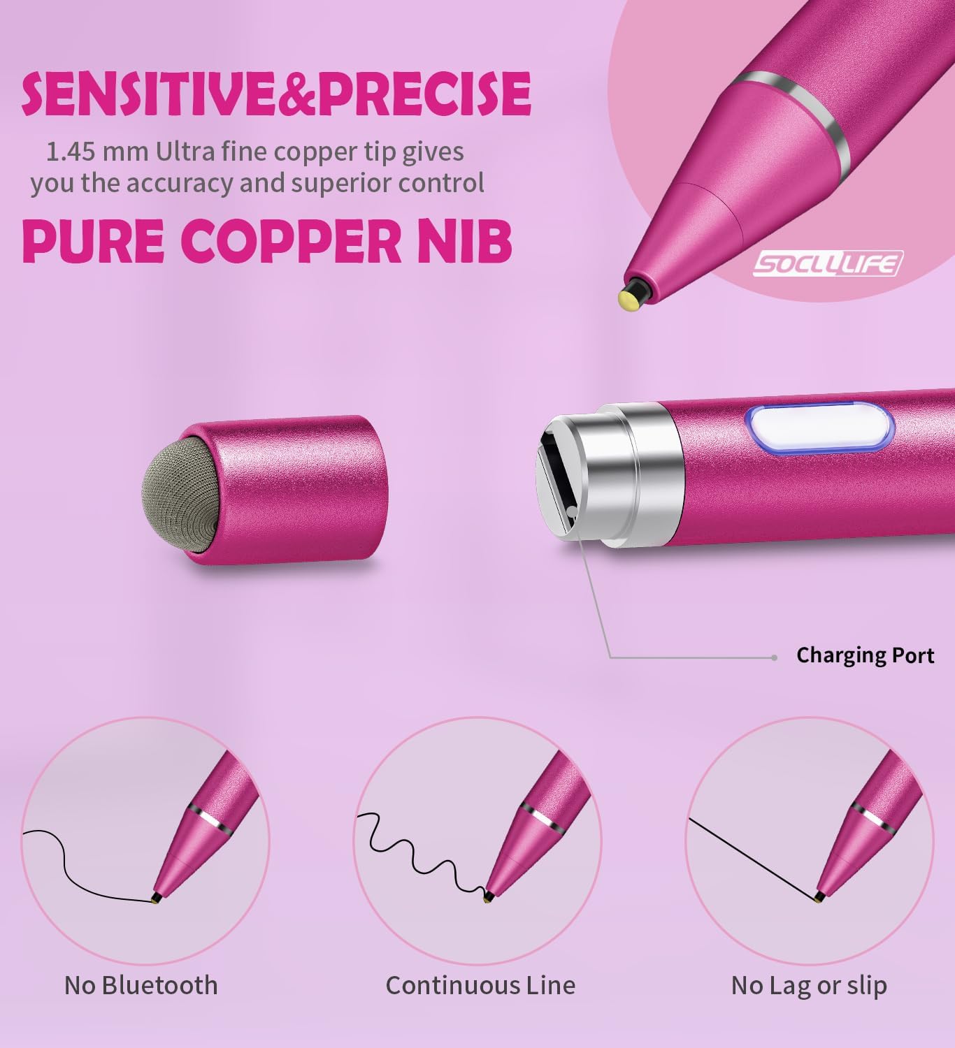 Stylus Pen for Touch Screens, Dual Pen Tips for i-OS & Android Drawing & Writing, High Precise Active Digital Pencil for A-pple i-Phone 16/15/14/13/12/11/X/8/7,i-Pad Air/Pro/Mini, Tablet/Sam-Sung