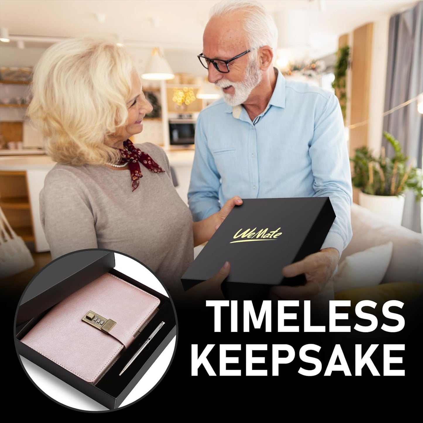 WEMATE Diary with Lock, A5 PU Leather Journal with Lock 240 Pages, Vintage Locks Journal Password Notebook with Pen, Locks Diary Planner Organizer for Men and Women, 8.6x5.8in