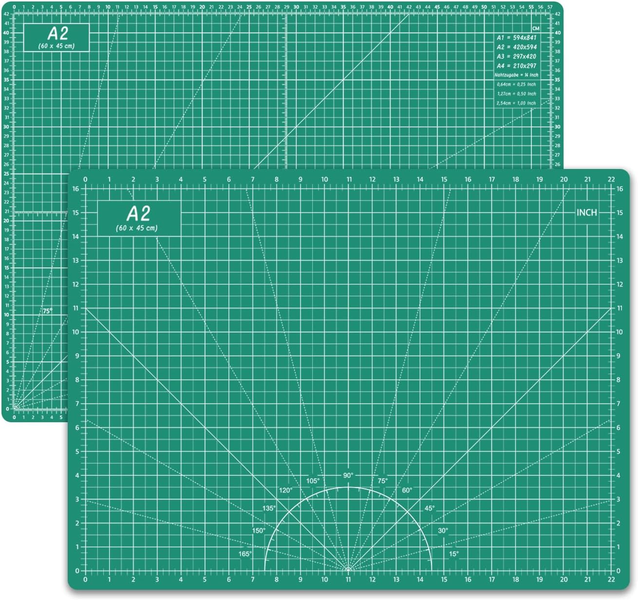 Headley Tools Thickened 18 x 24 Inch Self Healing Sewing Cutting Mat, A2 Rotary Cutting Sewing Mat for Crafts, Double Sided 5-Ply Table Cutting Board for Fabric Quilting Leather Hobby, (Green)