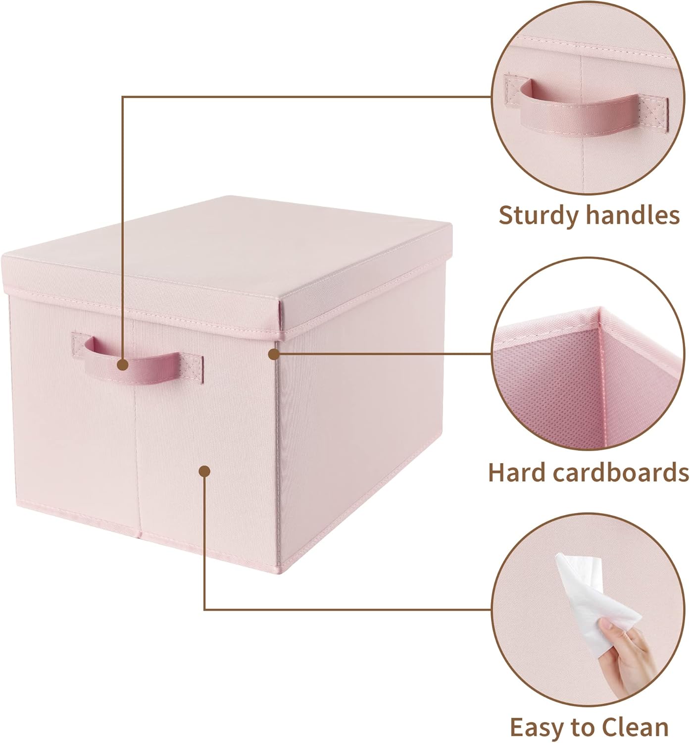 GRANNY SAYS Storage Bins Fabric, Large Storage Bins with Lids, Collapsible Storage Box Closet Shelf, Decorative Storage Baskets for Organizing Bedroom Dorm Nursery, Pink, 3-Pack