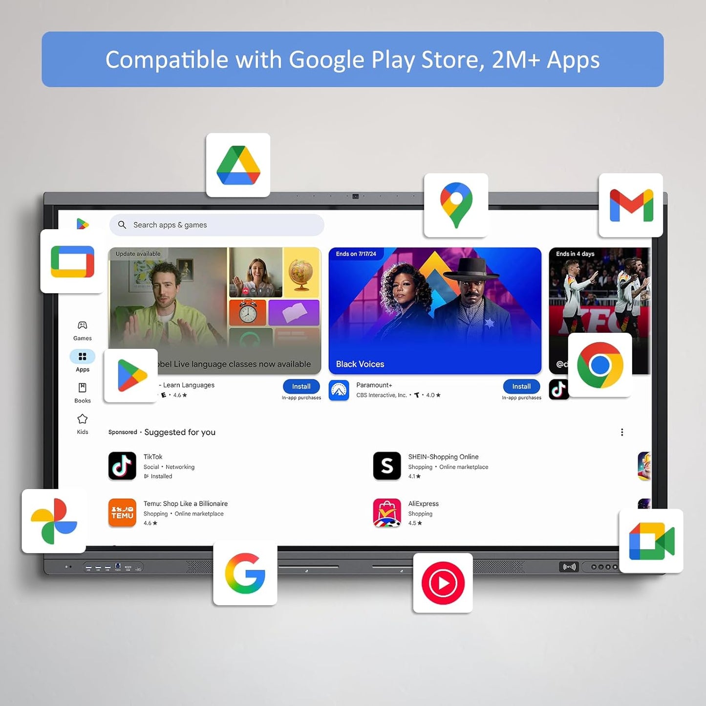 Shiarffe X5 Smart Board 75" 4K Interactive Whiteboard Google EDLA-Certified for Classroom Office Homeschool, OTA Software Updates 8GB RAM + 128GB Storage, Octa-Core Android 14 OS