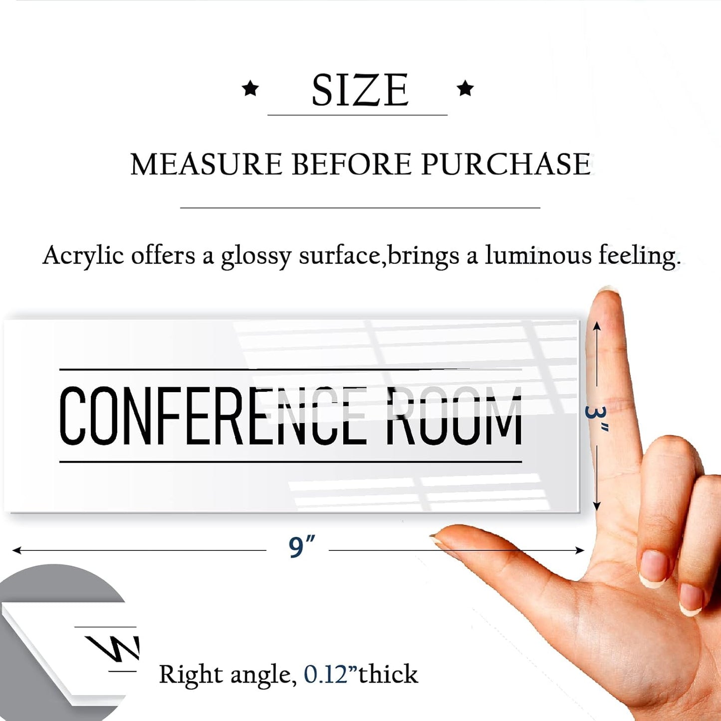 Conference Room Sign White 9x3 Inch - Indoor Self Adhesive Door Wall Sign Minimalism Design