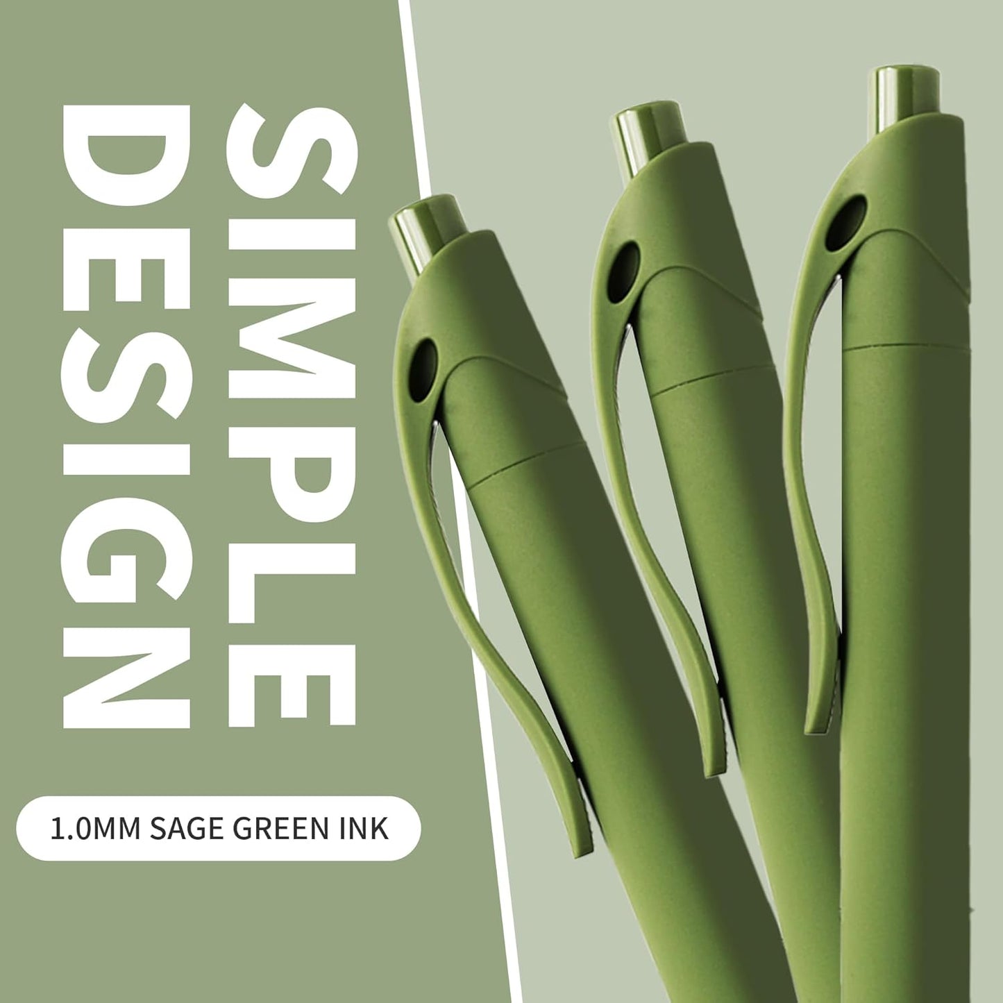 deegtran Pens Bulk, 50 Pack No Bleed Sage Green Click Pen, Wholesale Retractable Ballpoint Pens, Pens Medium Point, Smooth Ink Pen, 1.0MM Sage Green