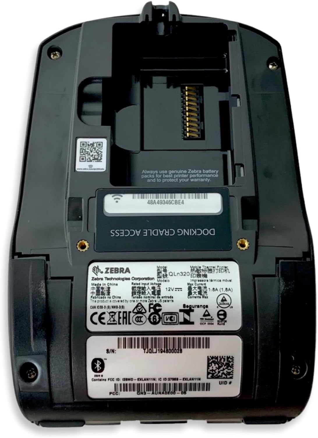 Zebra QLn320 Mobile Barcode Label Printer | Wireless Bluetooth and WiFi | 3 Inch, Direct Thermal, Belt Clip, Charger (Renewed)