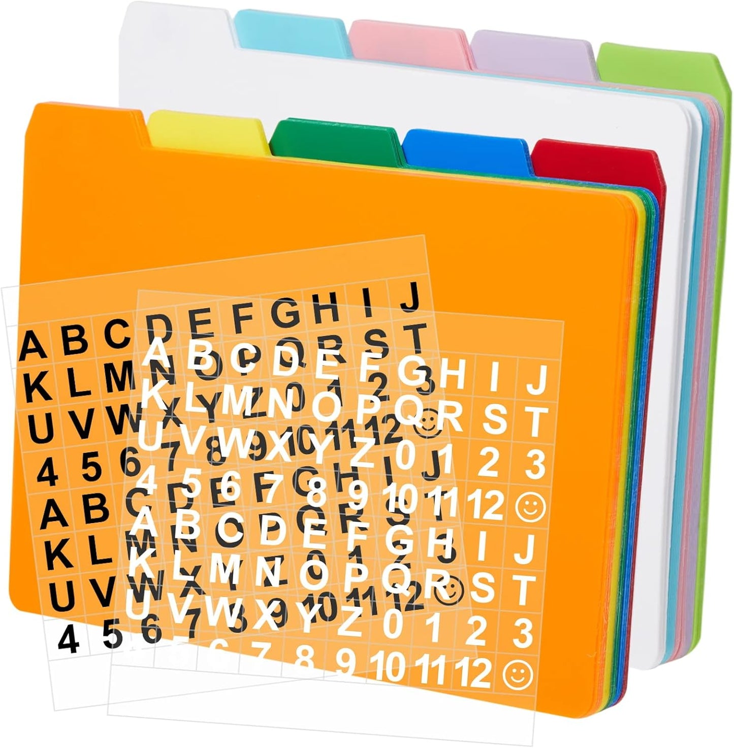 Lewtemi 50 Pcs Index Card Dividers 5 x 8 Inch Index Card Dividers with Tabs Guides with 2 Pcs Alphabet Number Stickers for Office Recipe Business (Multi Color)