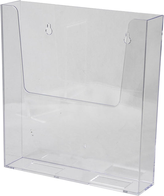 Clear-Ad - Acrylic Wall Mount Brochure Holder 8.5x11 (Pack of 4) - Plastic Hanging Flyer Holders - Adhesive or Wall Mounted File and Magazine Rack - Single Pocket Literature Display Box - LHW-M161