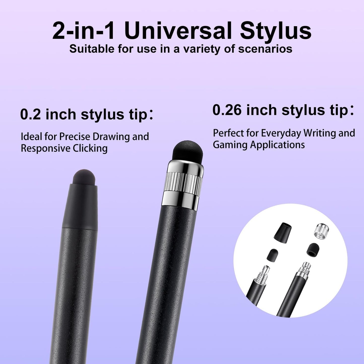 Stylus Pen for Touchscreen, ChaoQ 10pcs High Sensitivity and Precision Stylus Pen for iPad iPhone Android Compatible with All Touch Screens (Black/Purple)