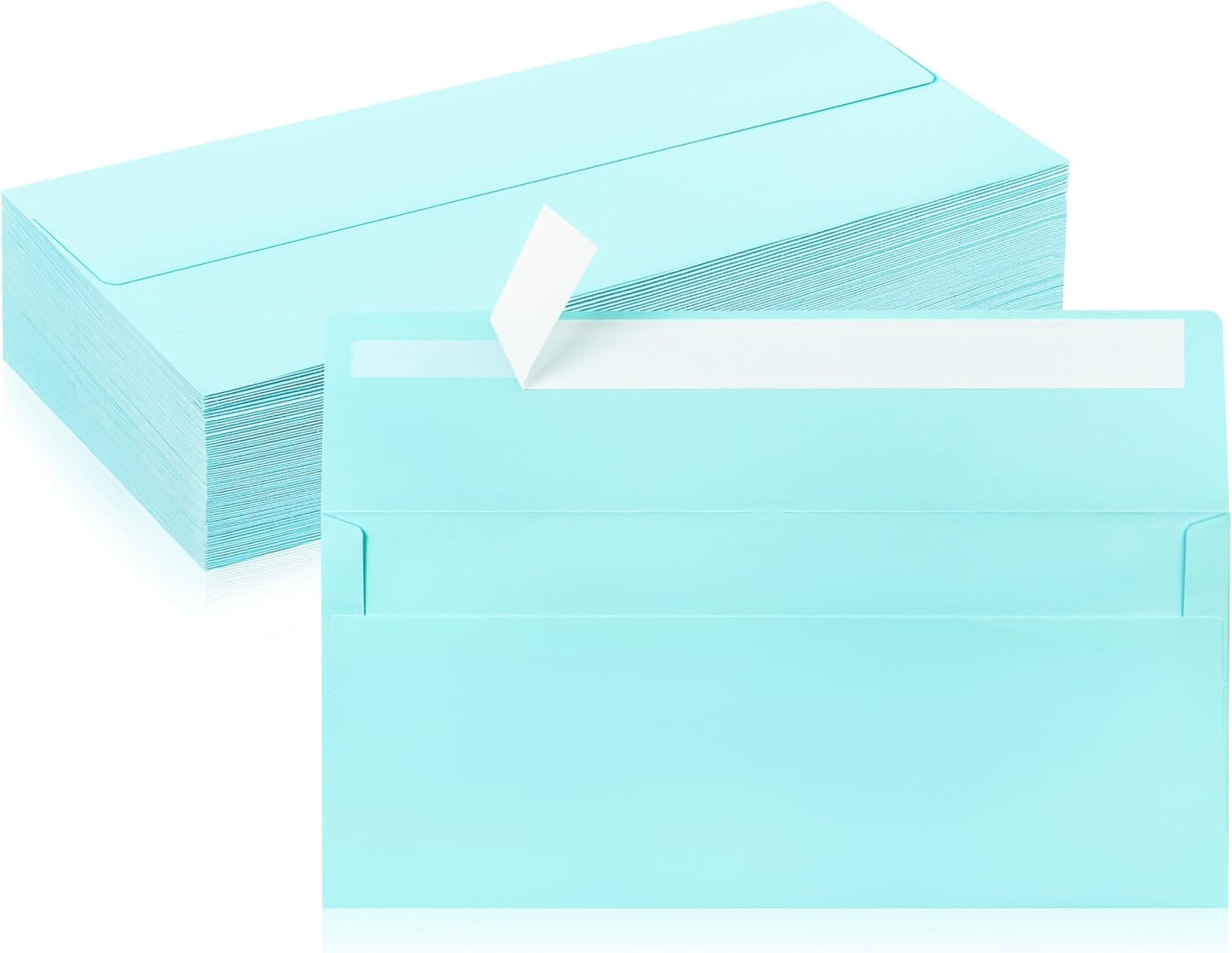 50 Pack #10 Business Envelopes, Light Blue Standard Envelopes Self Seal, Letter Size Business Mailing Envelopes for Checks Letters Invoices Statements Birthday Graduation Wedding, 4 1/8 x 9 1/2 Inch