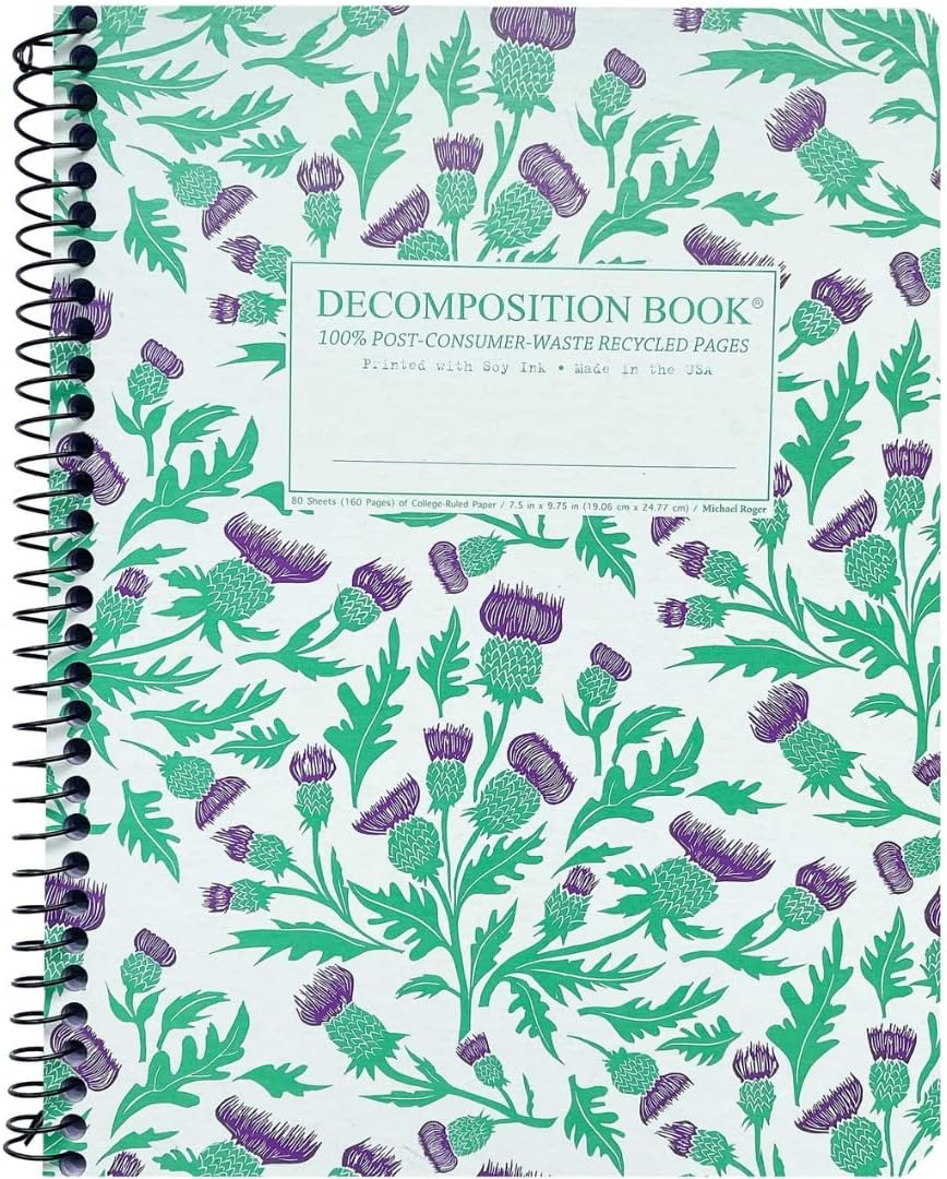 Decomposition 4-Pack Flowery Bouquet College Ruled Spiral Notebook - 9.75 x 7.5 Journal with 160 Lined Pages - 100% Recycled Paper - Cute Notebooks for School Supplies, Home & Office - Made in USA