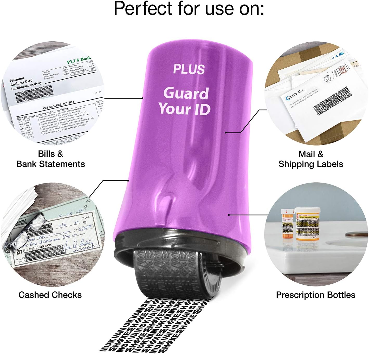 ID Roller 3-Pack - Advanced 2.0 Theft Protection Stamping by Guard Your ID Identity Prevention (Mixed Color: Blue, Pink, Purple)