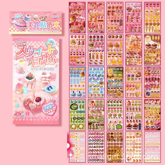 Alideco 25pcs Scrapbook Stickers Vintage Cute Cake Dessert Food Sticker Book for Adults Sticker journaling Stickers for Scrapbooking (tianweijiyi)