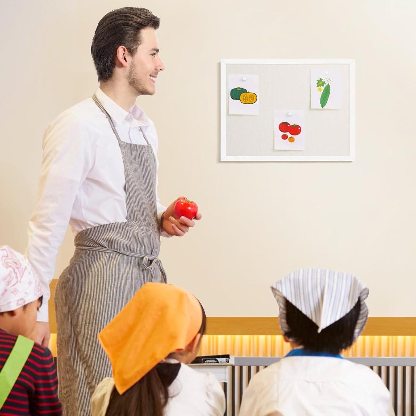 OWLKELA 11"x14.6" inch Bulletin Board with Linen, White Wood Style Frame, with 10 Pushpins, Linen Cork Board, Ideal for School, Home & Office